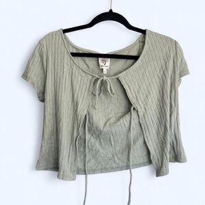 Self Esteem Ribbed Sage Crop Top